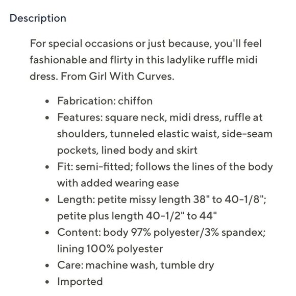 Girl With Curves Petite Chiffon Ruffle Midi Dress Size 2XP Tangerine A511559 NEW - Picture 2 of 3